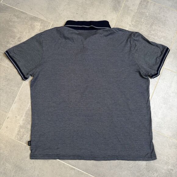 Boss Hugo Boss Navy White Dobby Polo Shirt Mens XXL VGUC Cotton - Picture 8 of 9